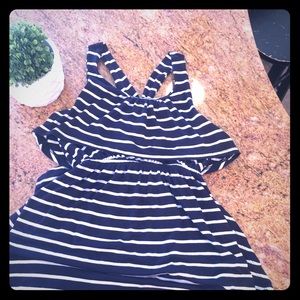 Navy Blue and White striped Summer dress